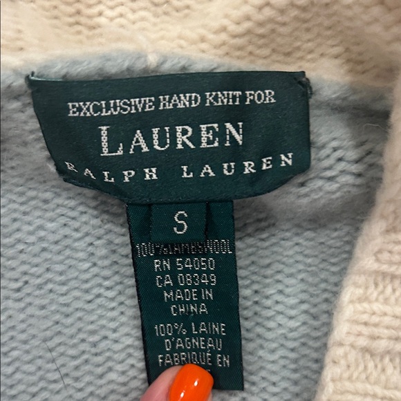 Vintage Ralph Lauren Cream and Blue Winter Cardigan - Picture 9 of 11